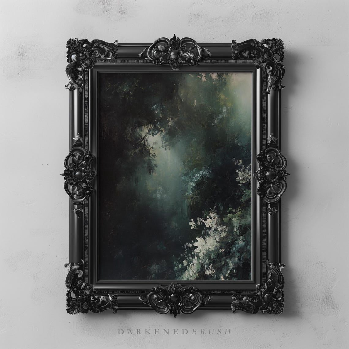 Enchanted Forest Mystical Woodland Blooms Wall Art Print, Dark ...