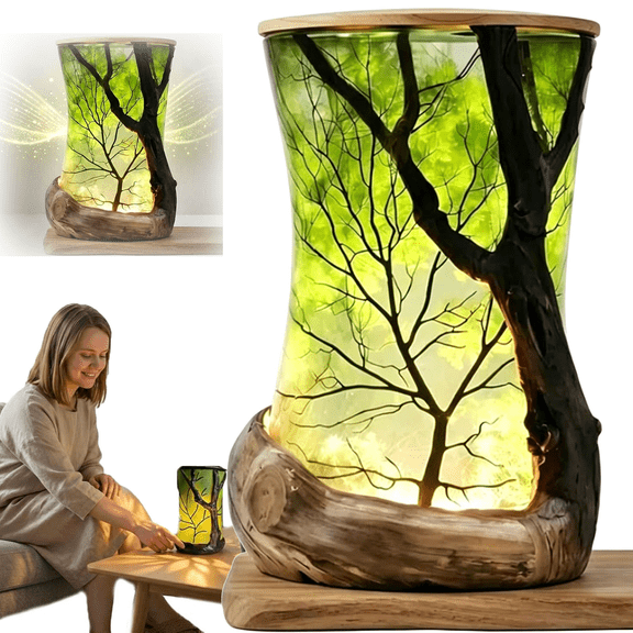 Enchanted Forest Nature-Inspired Ambient Lamp, Creative Forest Themed LED Decorative Lamp  Soft Glow for Bedroom, Living Room & Home Dcor, 6.3"3.5" (Green)