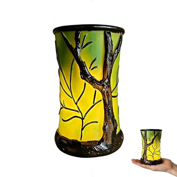 Enchanted Forest Nature Inspired Ambient Lamp Resin Table Lamp Soft Warm LED Decorative Light for Bedroom Living Room Desk Green 1 Pc