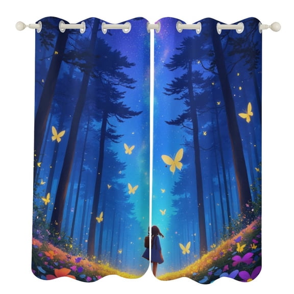 Enchanted Forest Night Luxury Window Curtains Blinds for Living Room Kids Bedroom Bathroom Kicthen Door Home Decor 2 Panels