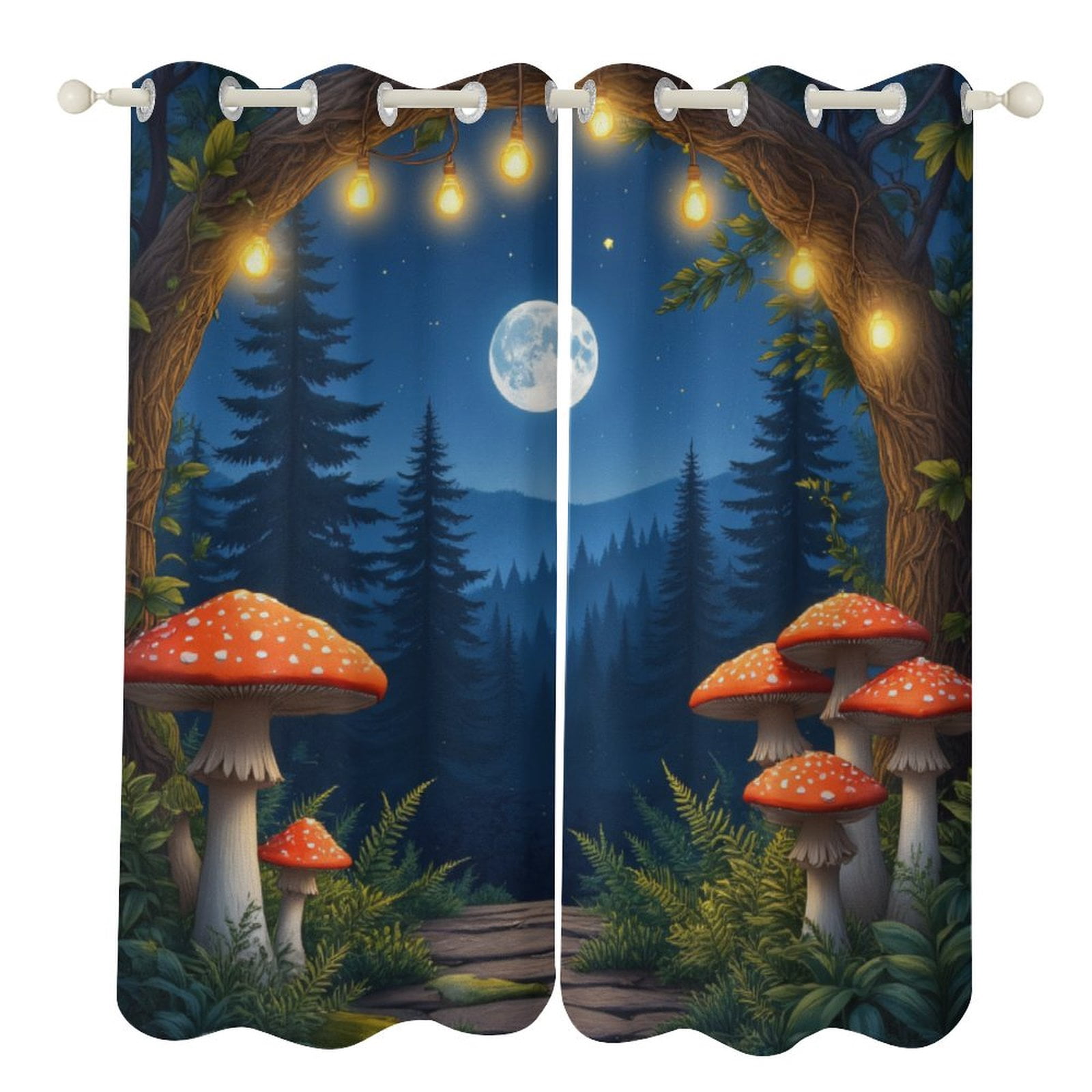 Enchanted Forest Night Scene Luxury Window Curtains Blinds for Living ...