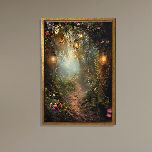 Enchanted Forest Path Fairy Light Woodland Magical Nature Wall Art, Unframed Paper Poster 8x10in