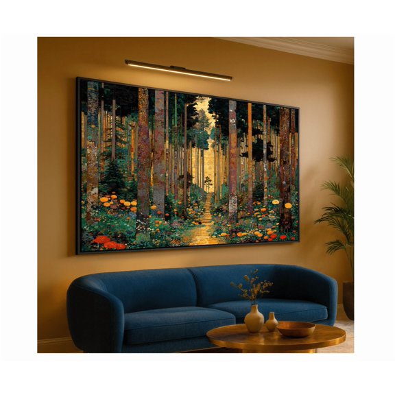 Enchanted Forest Pathway Gustav Klimt Inspired Wall Art Decorative Nature Landscape Colorful Floral Woods Print Poster