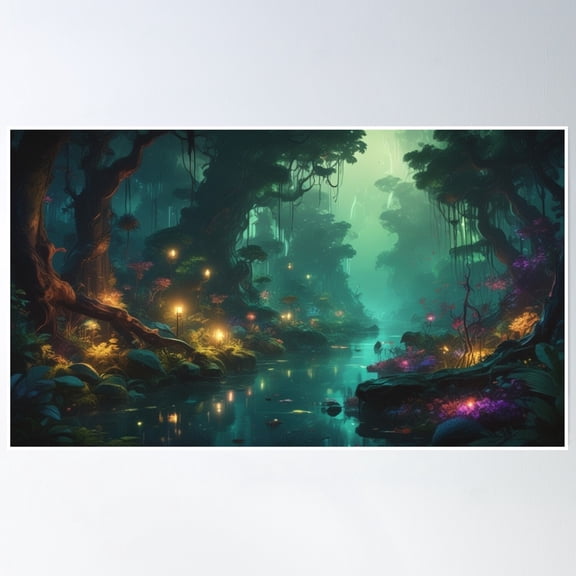 Enchanted Forest Poster Wall Art, Modern Wall Decor, 8x12 UNFRAMED
