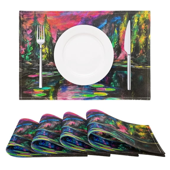 Enchanted Forest Reversible Placemat Non Slip Coffee Mat 18x12 Inch for Dining, Kitchen, Coffee