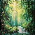 Enchanted Forest River Shower Curtain Vibrant and Realistic Nature