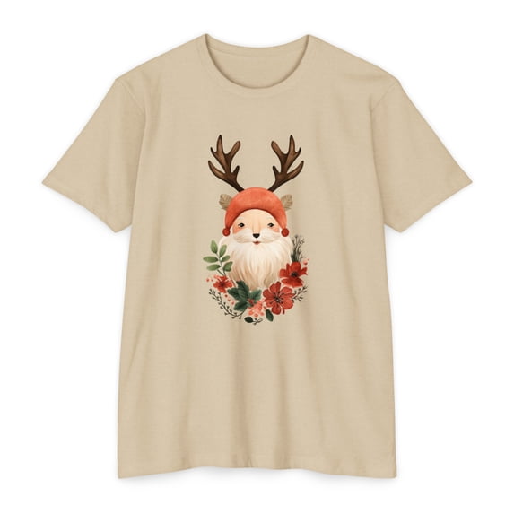 Enchanted Forest Santa: Festive Holiday Tee- Unisex CVC Jersey T-shirt