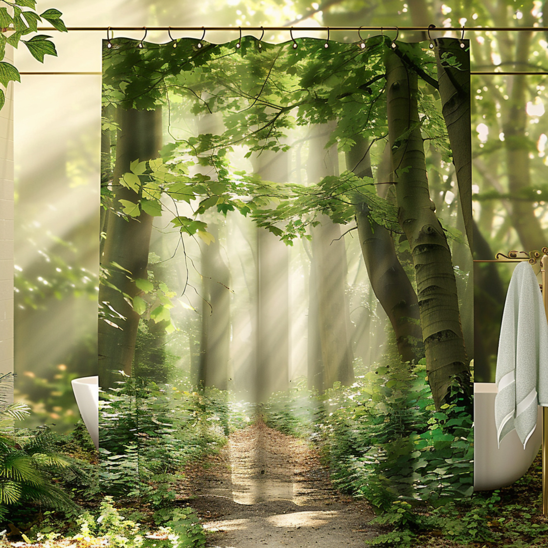 Enchanted Forest Shower Curtain NatureInspired Bathroom Decor with Lush