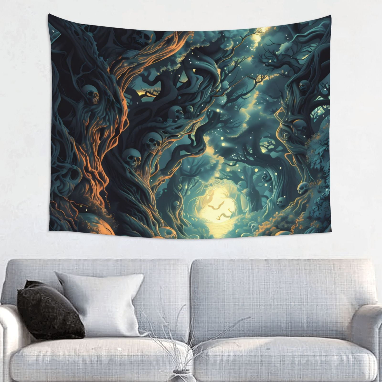 Enchanted Forest Skull Path Wall Tapestry for Bedroom Aesthetic ...