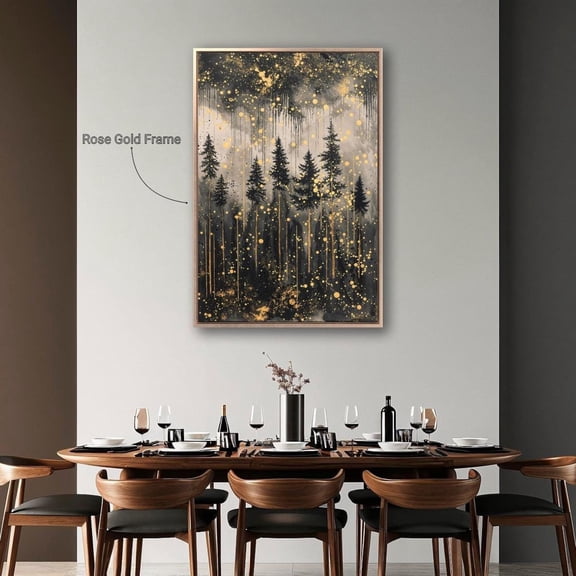 Enchanted Forest Wall Art Mystical Woodland Night Poster Abstract Landscape Wall Decor Pine Trees Poster Ready To Hang, Unframed Poster Size 12x18