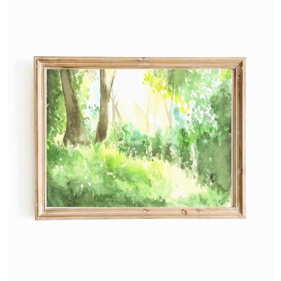 Enchanted Forest Wall Art Print Green Tree Landscape Decor
