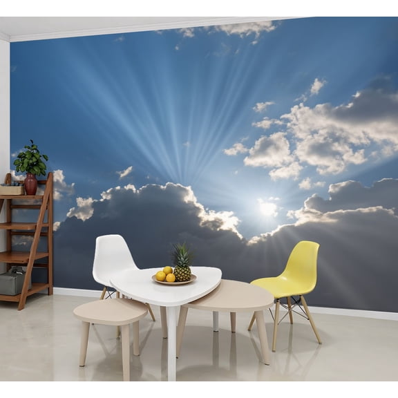 Enchanted Forest Wallpaper Clouds Bright Blue Sky Peel and Stick Wall Murals 69"H x 96"W Removable PVC Wall Paper Self-Adhesive Wall Paintings for Bedroom Living Room