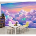 thumbnail image 1 of Enchanted Forest Wallpaper Dreamy Pastel Sky Soft Clouds Rainbow Hues Peel and Stick Wall Murals 69"H x 96"W Removable PVC Wall Paper Self-Adhesive Wall Paintings for Bedroom Living Room, 1 of 7