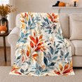 thumbnail image 1 of Enchanted Forest Watercolor Leaves Berry Buds Teal Rust, Cozy Woodland Scene, Warm Flannel Blanket for Cabin and Lodge, Garden Lovers Housewarming Gift, Botanical Home Decor, 1 of 9