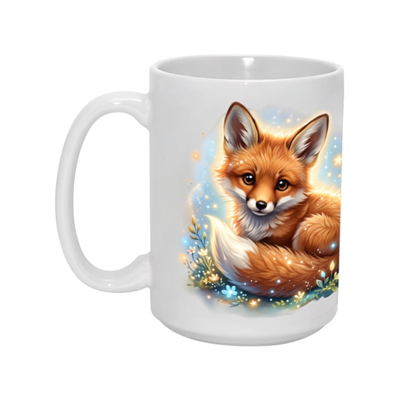Enchanted Fox 15-Ounce Ceramic Mug - Whimsical Woodland Design for Coffee & Tea Lovers
