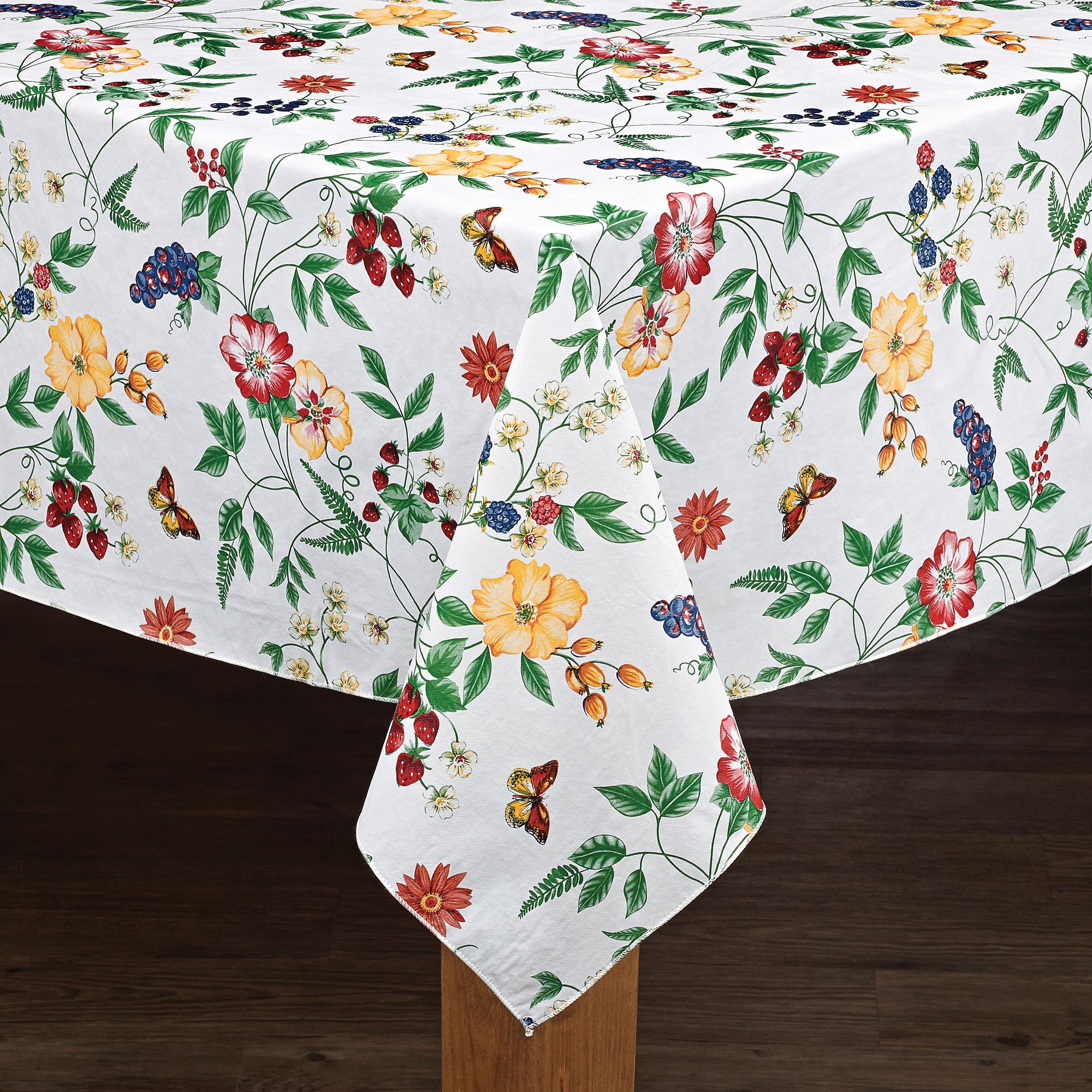 Enchanted Garden Multicolor Vinyl Rectangular Tablecloth 60" x 120"