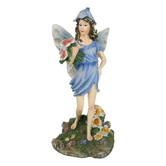Enchanted Garden Bluebell Floral Fairy Carrying A Bouquet Of Flowers Figurine