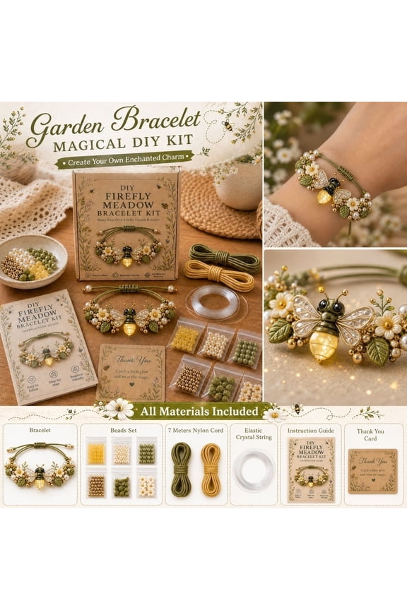 Enchanted Garden Charm Bracelet DIY Kit, Luminous Firefly Garden Jewelry Craft, Rich Matching Bead & Charm Accessories, Simple Assembly Instruction Included, Special Gift For Teen DIY Fans