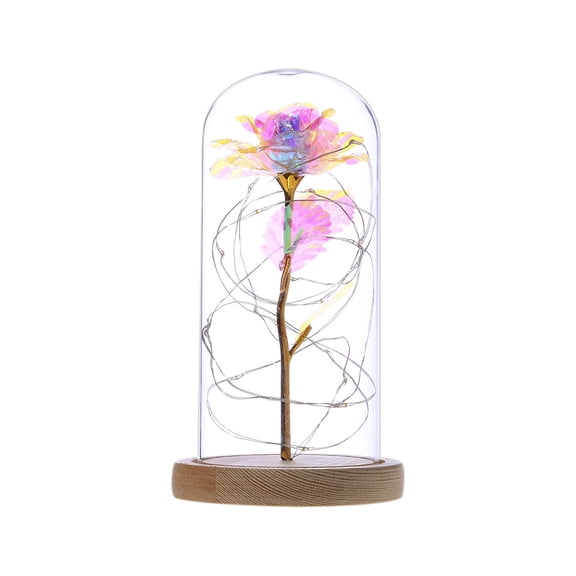 Enchanted LED Light-Up Rose in Glass Dome Romantic Gift for Valentine's Day, Anniversaries, Birthdays, Home Decor