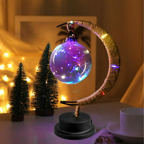 Enchanted Lunar Table Lamp, Magical LED Moon Lamp for Kids, USB Rechargeable Hanging Galaxy Moon Night Light with Stand, for Gifts Home Decorations, Colorful