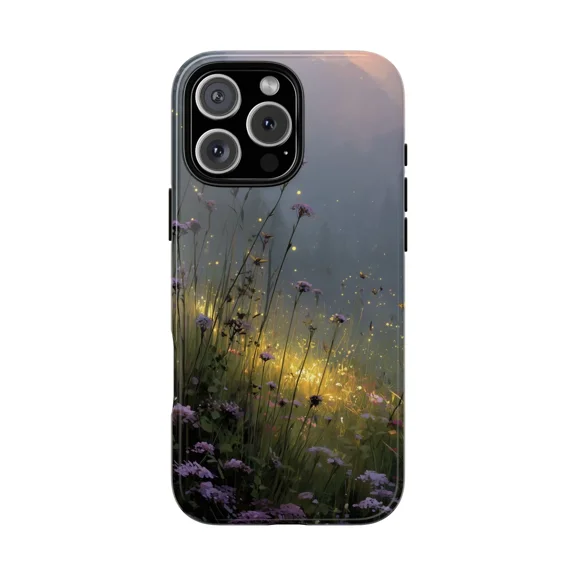 Enchanted Meadow Purple Floral Scene Case for iPhone 17 through 11 Pro Max