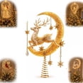 thumbnail image 1 of Enchanted Moonlight Tree Topper, Christmas Tree Topper Golden Crescent Glow, Dangling Snowflake Charm, Lighted Festive Ornament, Magical Holiday Centerpiece(Reindeer Moonlight), 1 of 6