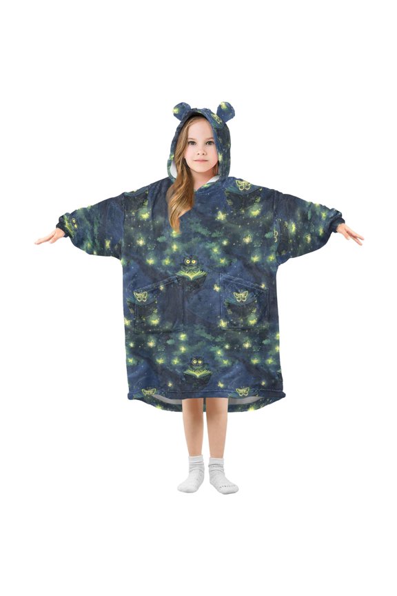 Enchanted Night Reader Wearable Blankets Hoodie Oversize Sherpa Wearable Soft Blanket Warm Cozy 3-14 Age