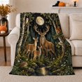 thumbnail image 1 of Enchanted Nighttime Deer Family At Forest Stream Wildlife, Peaceful Mountain Lake Scene, Warm Flannel Blanket for Cabin and Lodge, Outdoor Lovers Camping Gift, Rustic Home Decor, 1 of 9