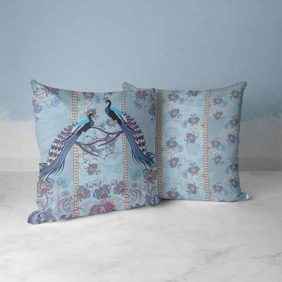 Enchanted Peacock Throw Pillow in Blue 18x18