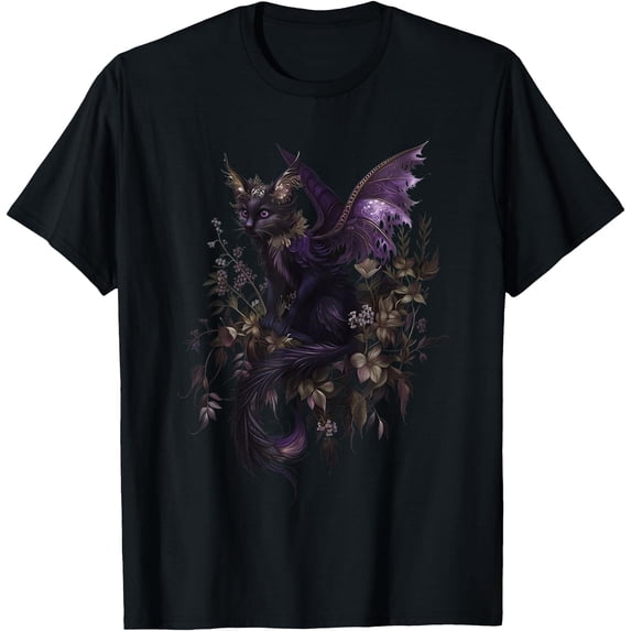 Enchanted Purple Cat Dragon Fairy Fantasy Art T-Shirt - Walmart.com