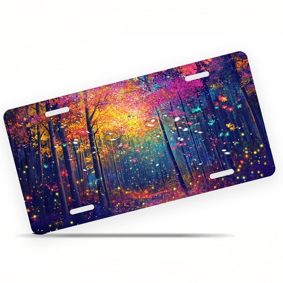 Enchanted Rainbow Forest Funny Personalized License Plate Rust-proof Stainless Steel Metal License Plate Suitable For Men And Women 12.2" x 6.2"