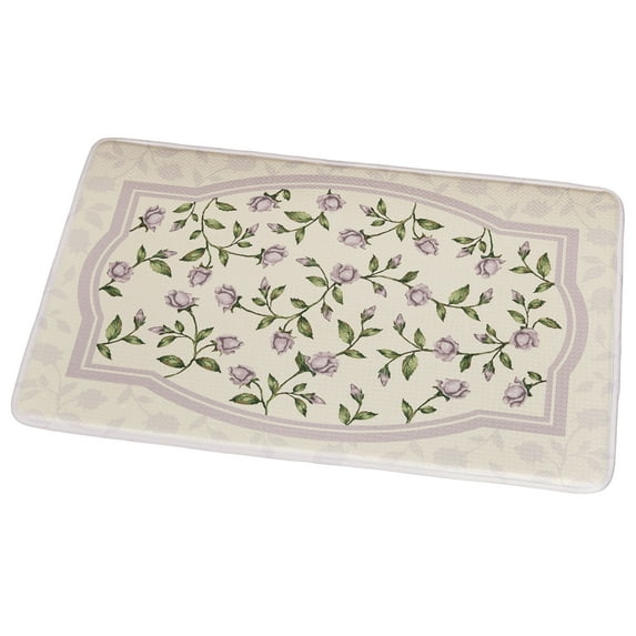 Enchanted Rose Cushioned Rectangle Mat Lavender, Memory Foam Comfort Mat 35 x 22 Inches