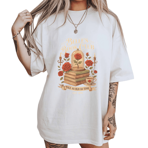 Enchanted Rose Tea Cup Shirts White S-5XL Whimsical Bookish Fairytale Art Print Tshirt Graphic Tees Tops