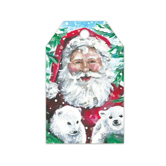 Enchanted Santa Gloss Gift Tags - 3 1/2in. X 2 1/4in. - 50 Pack (ptes50) - Holiday Gift Tags, Christmas Gift Wrap