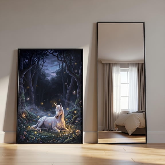 Enchanted Unicorn Firefly Grove Poster, Unframed Paper Poster 8x10in