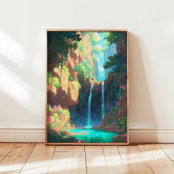 Enchanted Waterfall Tropical River Poster Unframed Paper Print