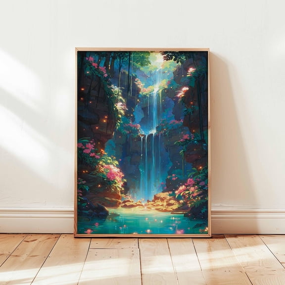 Enchanted Waterfall Tropical River Poster Unframed Paper Print
