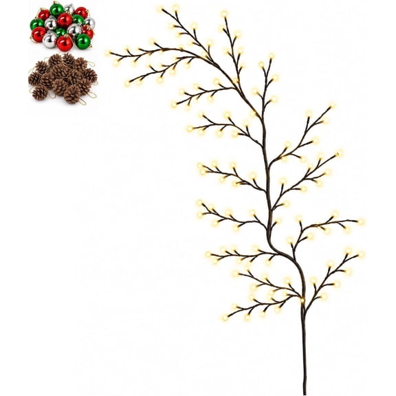 Enchanted Willow Vine Christmas Lights, Warm White LED Branch Wall Decor with Remote, 8 Lighting Modes, Dimmable Timer Lights for Bedroom, Living Room and Holiday Decor5.2ft(1.6m) 72 LEDs