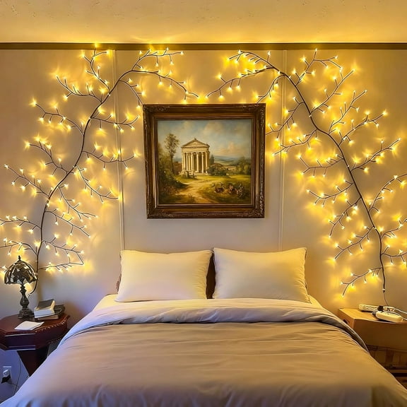 Willow Vine Lights for Wall:7.5FT led Twinkling Tree Branch Light for Living Room and Bedroom Home Decor-Warm White Twinkle Tree Lights Lighted Garland for Halloween Christmas Holiday Decor