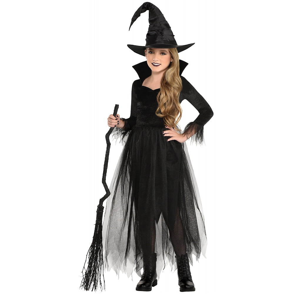 Enchanting Black Tulle Witch Costume with Hat, Small