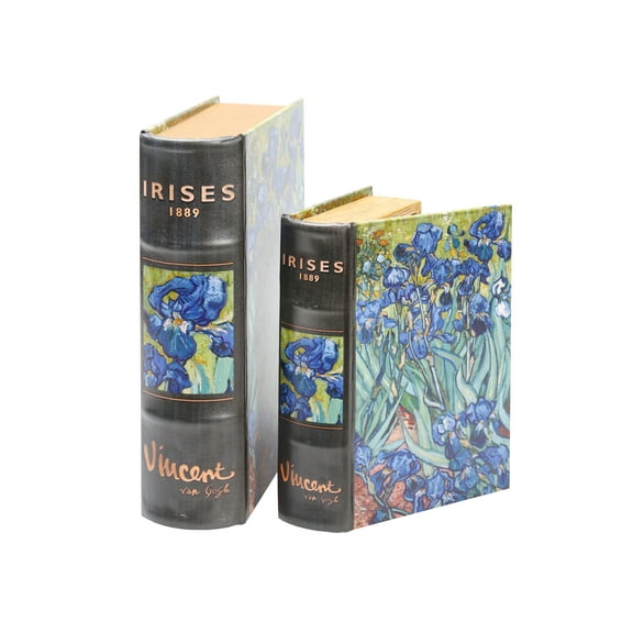 Enchanted World of Boxes Fine Art Nesting Book Boxes - Vincent Van Gogh Irises - Set of 2