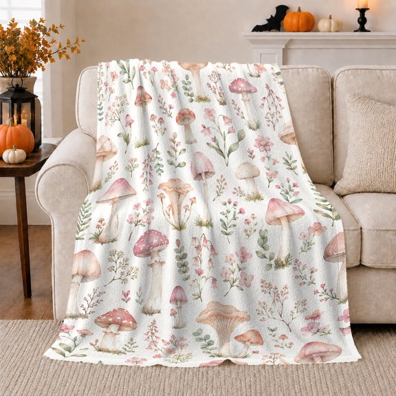 Enchanted decorative motif Forest, Festive Holiday Scene, Warm Flannel Blanket for Cabin and Lodge with Detailed Artwork, Art Lovers Thanksgiving Gift, Festive Home Decor