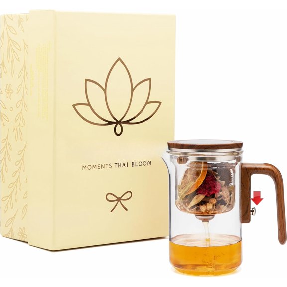 Enchanti  Pot - Modern Glass Infuser Teapot - Water Separation Magic Teapot with Heat-Resistant Handle - Elegant  Box & Writable Card -  for Loose Leaf  - 600 ML (20oz)