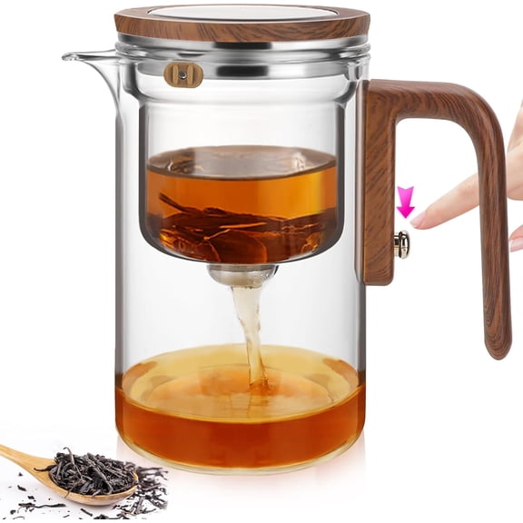 Enchanti Tea Pot, Glass Teapot with Removable Infuser, Magnetic Loose Leaf Steeper, Magic Witchcraft Pot Strainer for Water Separation, Gift Package, 27oz/800ml