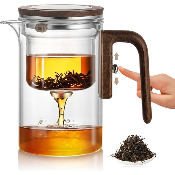 Enchanti Tea Pot, Magic Glass Teapot with Strainer,Magnetic Water Separation with Infuser -800ML/27.01oz