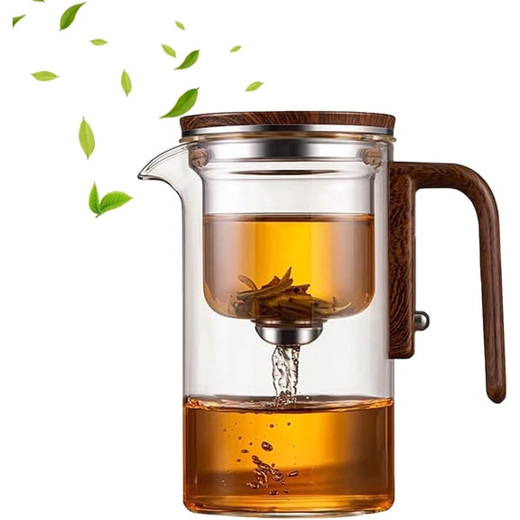 Enchanti Tea Pot, Witchcraft Tranquil Push Control Magic Teapot with Handle, Magnetic Glass pot with Strainer, for Home, Outdoor, Gifting and Office -600ml