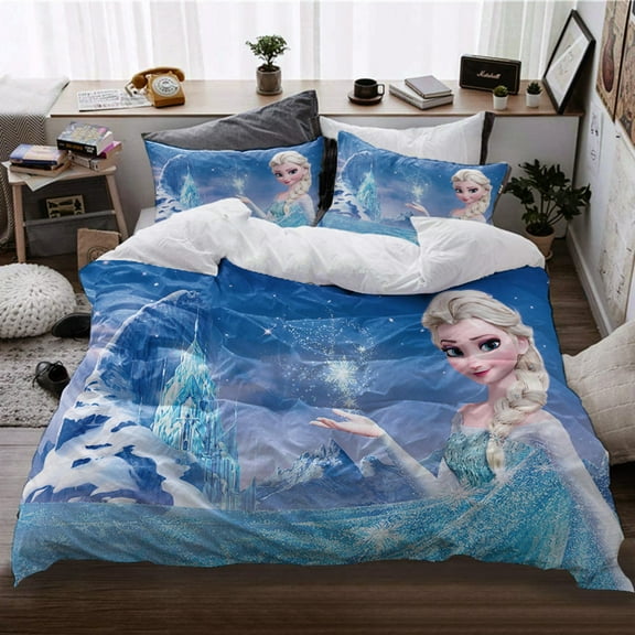 Enchanting 3-Piece Frozen Duvet Cover Set Snowflake Design Perfect for Bedrooms