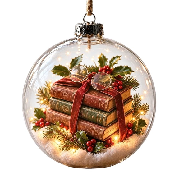 Enchanting 3D Light Up Christmas Story Ball Ornament with Warm LED Glow and Cord for Tree Holiday Scenes and Magical Seasonal Display for Bedtime Holiday Wonder (Gift Stack)