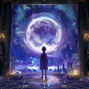 Enchanting Alchemist Lab with Magic Circle and Full Moon Fantasy Anime Design
