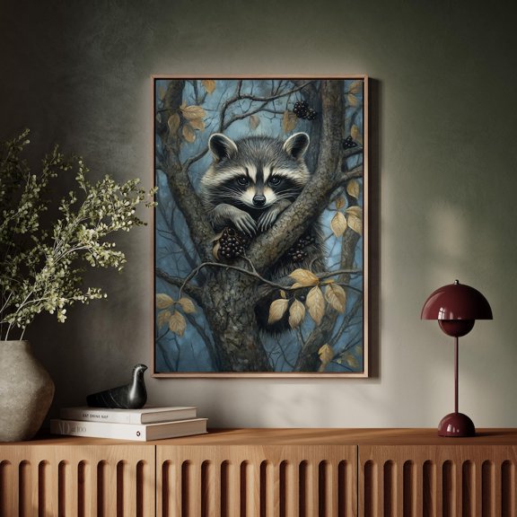 Enchanting Animal In Autumn Tree - Rustic Wildlife Poster Wall Art For Woodland And Nature-Inspired Home Decor Art